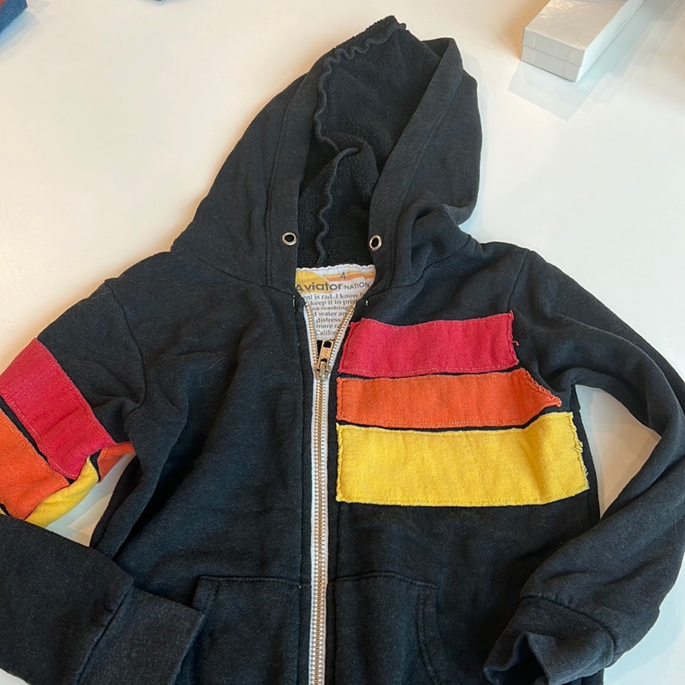 Aviator nation kids black zip up hoodie